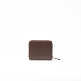 Portafoglio in pelle saffiano colore marrone cioccolato artigianale donna protezione RFID Aut Aut Studio – vista frontale