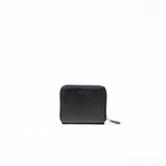 Portafoglio mini in pelle saffiano colore nero artigianale donna protezione RFID Aut Aut Studio – vista frontale