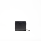 Portafoglio mini in pelle saffiano colore nero artigianale donna protezione RFID Aut Aut Studio – vista frontale