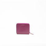 Portafoglio mini in pelle saffiano colore rosa orchidea artigianale donna protezione RFID Aut Aut Studio – vista frontale