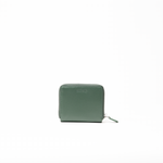 Portafoglio in pelle saffiano colore verde bosco artigianale donna protezione RFID Aut Aut Studio – vista frontale