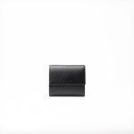 Portafoglio in pelle saffiano colore nero artigianale donna protezione RFID Aut Aut Studio – vista frontale