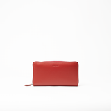 Portafoglio in pelle saffiano colore rosso artigianale donna protezione RFID Aut Aut Studio – vista frontale