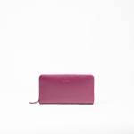 Portafoglio in pelle saffiano colore orchidea artigianale donna protezione RFID Aut Aut Studio – vista frontale