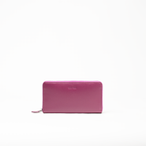 Portafoglio in pelle saffiano colore orchidea artigianale donna protezione RFID Aut Aut Studio – vista frontale