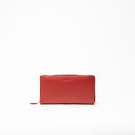 Portafoglio in pelle saffiano colore rosso artigianale donna protezione RFID Aut Aut Studio – vista frontale