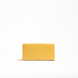 Portafoglio in pelle saffiano colore senape artigianale donna protezione RFID Aut Aut Studio – vista frontale