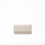 Portafoglio in pelle saffiano colore avorio artigianale donna protezione RFID Aut Aut Studio – vista frontale