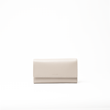 Portafoglio in pelle saffiano colore avorio artigianale donna protezione RFID Aut Aut Studio – vista frontale
