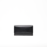 Portafoglio in pelle saffiano colore nero artigianale donna protezione RFID Aut Aut Studio – vista frontale