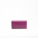 Portafoglio in pelle saffiano colore rosa orchidea artigianale donna protezione RFID Aut Aut Studio – vista frontale