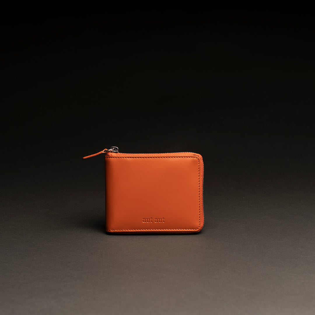 Portafoglio uomo in pelle liscia arancio con zip CARGO #2001 - AUT AUT