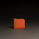 Portafoglio porta carte di credito in pelle liscia arancio con zip CARGO #2002 - AUT AUT