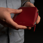 Portafoglio porta carte di credito in pelle liscia rossa con zip CARGO #2002 - AUT AUT