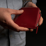 Portafoglio porta carte di credito in pelle liscia rossa con zip CARGO #2002 - AUT AUT