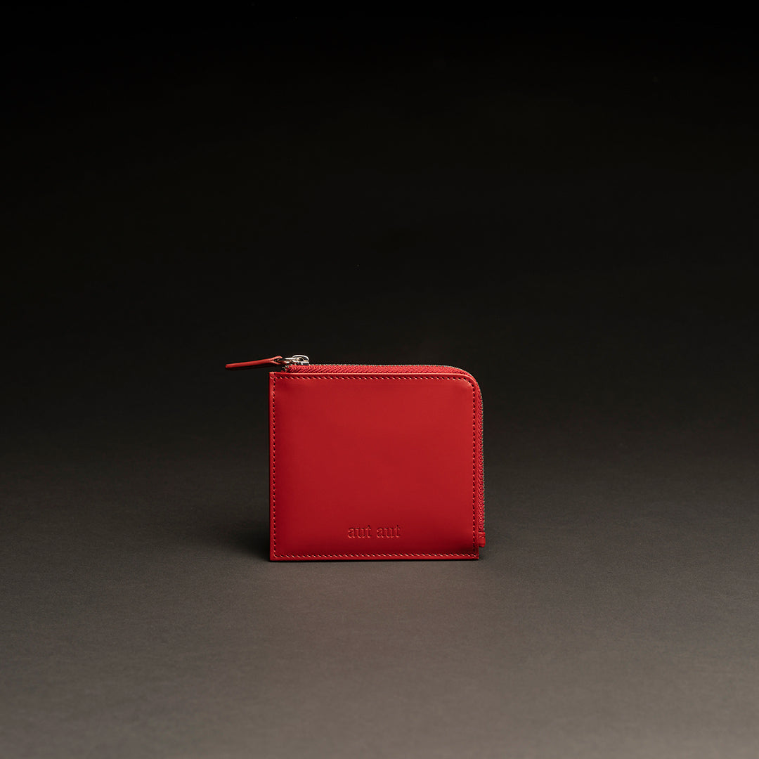 Portafoglio porta carte di credito in pelle liscia rossa con zip CARGO #2002 - AUT AUT