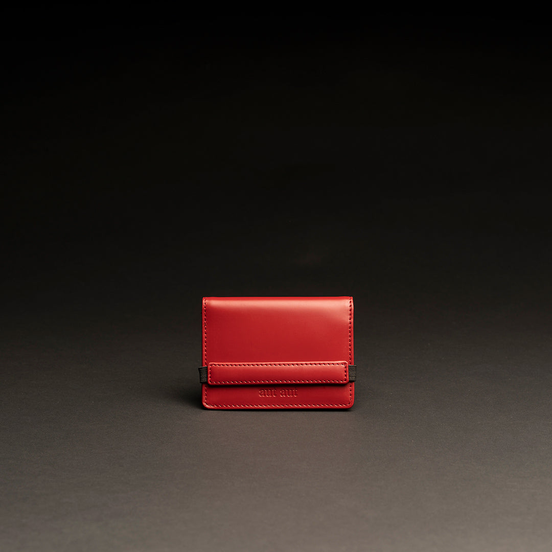 Porta carte e biglietti da visita in pelle liscia rosso con elastico CARGO #2003 - AUT AUT